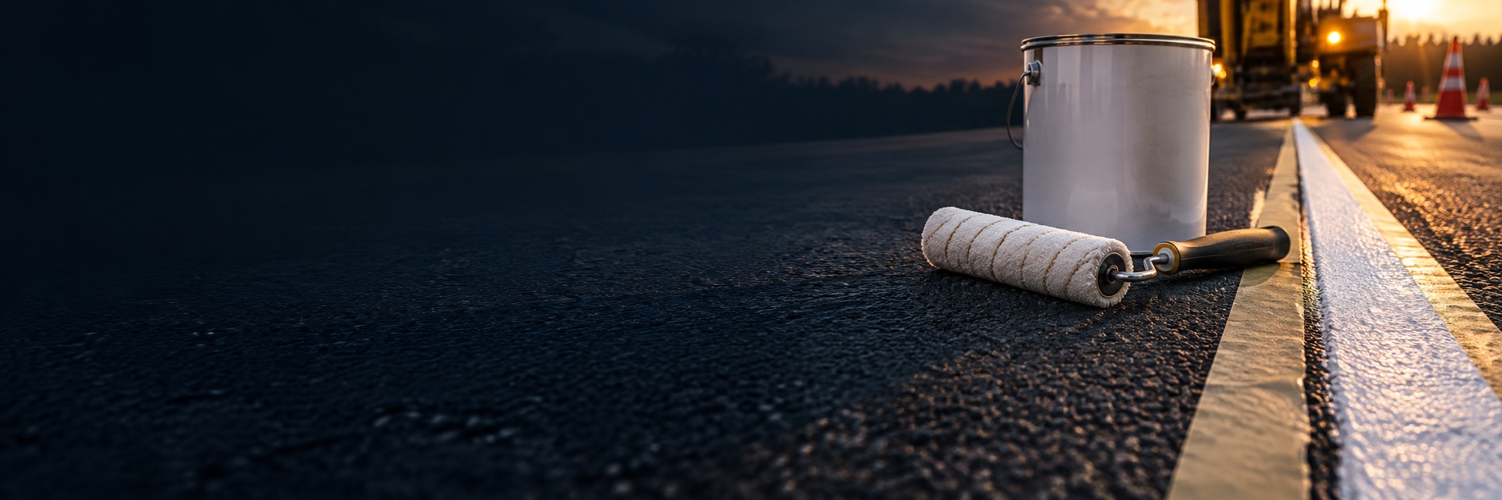 Thermoplastic Road Marking Paint application and material illustration